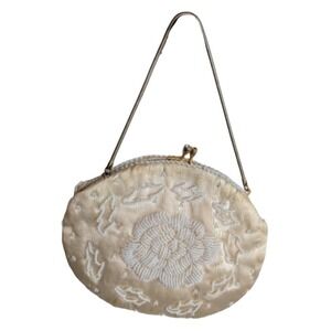 Vintage Goldco Cream Colored Beaded Purse Handbag‎